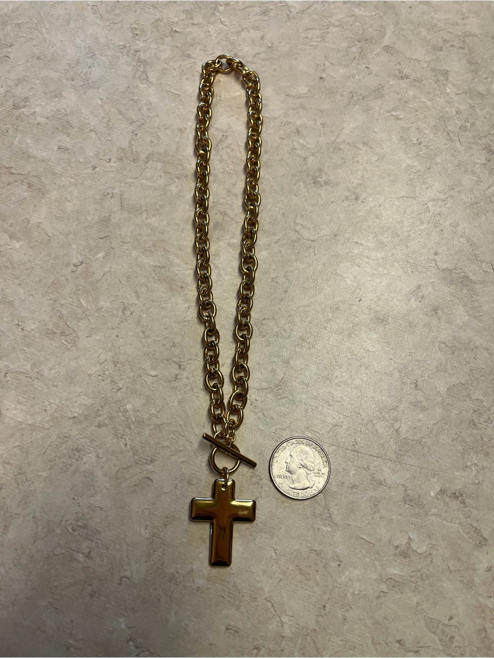 Gold Chain Necklace with Cross Pendant